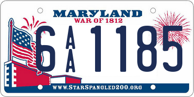 MD license plate 6AA1185