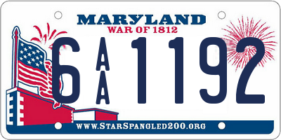 MD license plate 6AA1192