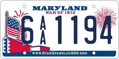 MD license plate 6AA1194