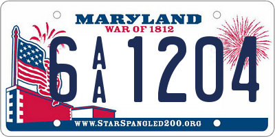 MD license plate 6AA1204