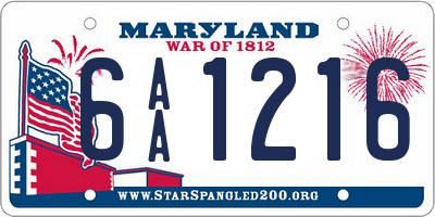 MD license plate 6AA1216