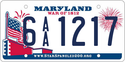 MD license plate 6AA1217