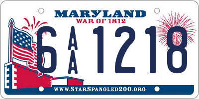 MD license plate 6AA1218