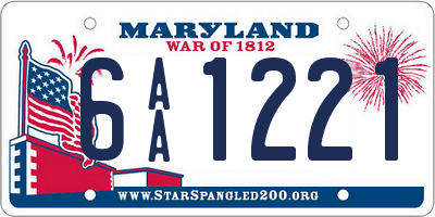 MD license plate 6AA1221