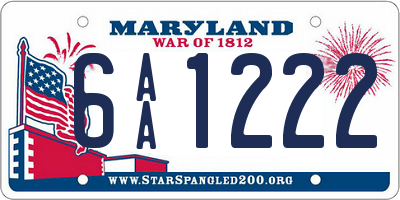 MD license plate 6AA1222