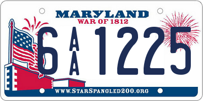 MD license plate 6AA1225