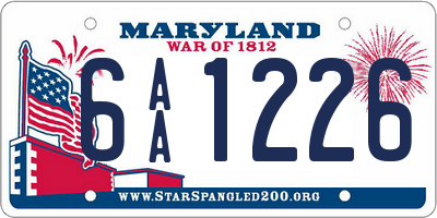 MD license plate 6AA1226