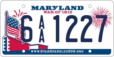 MD license plate 6AA1227