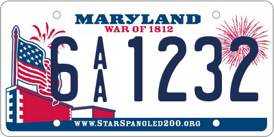 MD license plate 6AA1232