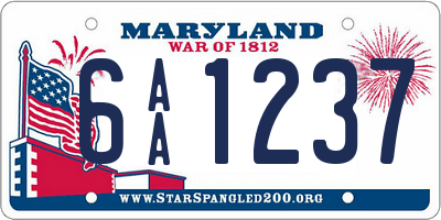 MD license plate 6AA1237