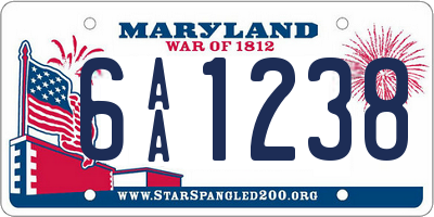 MD license plate 6AA1238