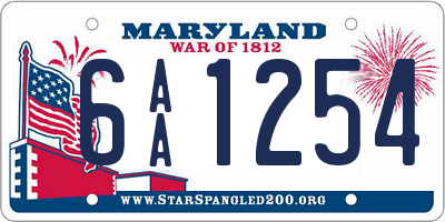 MD license plate 6AA1254