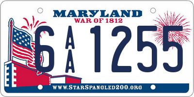 MD license plate 6AA1255