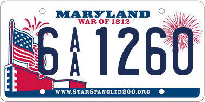 MD license plate 6AA1260