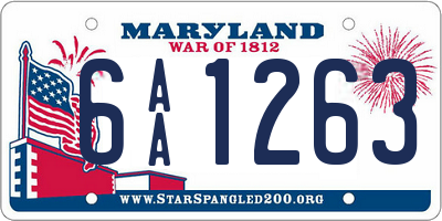 MD license plate 6AA1263