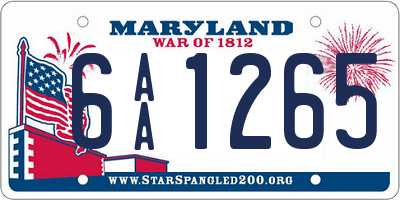 MD license plate 6AA1265