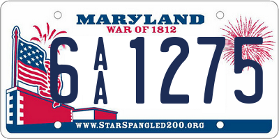 MD license plate 6AA1275