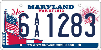 MD license plate 6AA1283