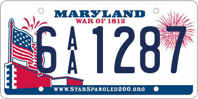 MD license plate 6AA1287