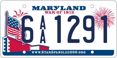 MD license plate 6AA1291