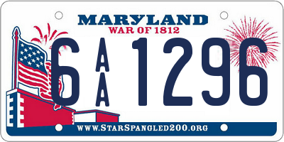 MD license plate 6AA1296