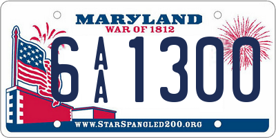 MD license plate 6AA1300