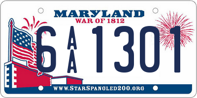 MD license plate 6AA1301