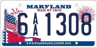 MD license plate 6AA1308