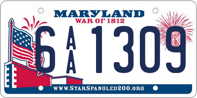 MD license plate 6AA1309