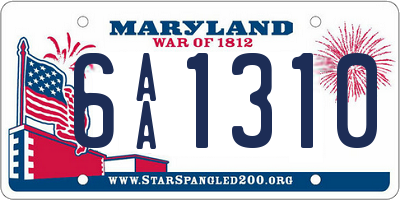 MD license plate 6AA1310