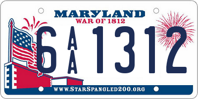 MD license plate 6AA1312