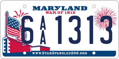 MD license plate 6AA1313