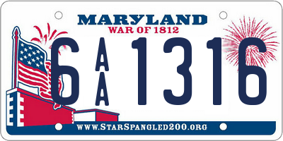 MD license plate 6AA1316