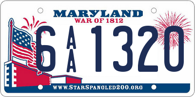 MD license plate 6AA1320