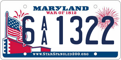 MD license plate 6AA1322