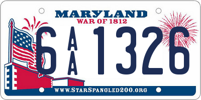 MD license plate 6AA1326