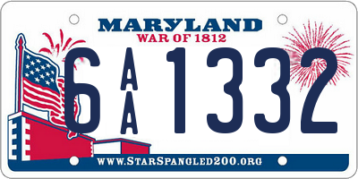 MD license plate 6AA1332