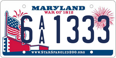 MD license plate 6AA1333