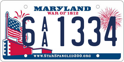 MD license plate 6AA1334