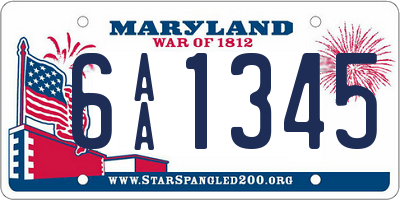 MD license plate 6AA1345