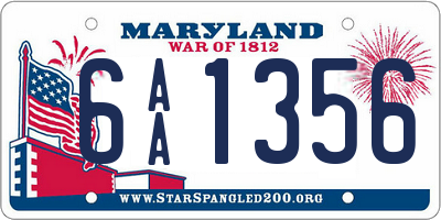 MD license plate 6AA1356