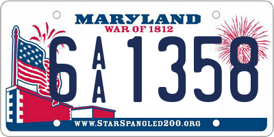 MD license plate 6AA1358