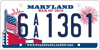 MD license plate 6AA1361