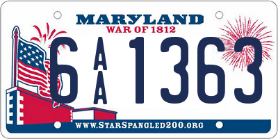 MD license plate 6AA1363