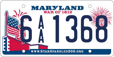 MD license plate 6AA1368