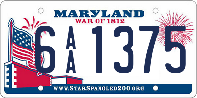 MD license plate 6AA1375