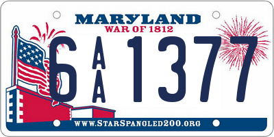 MD license plate 6AA1377