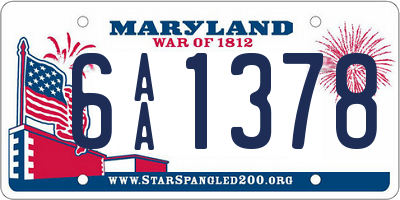 MD license plate 6AA1378