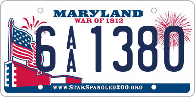 MD license plate 6AA1380