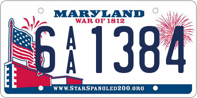 MD license plate 6AA1384